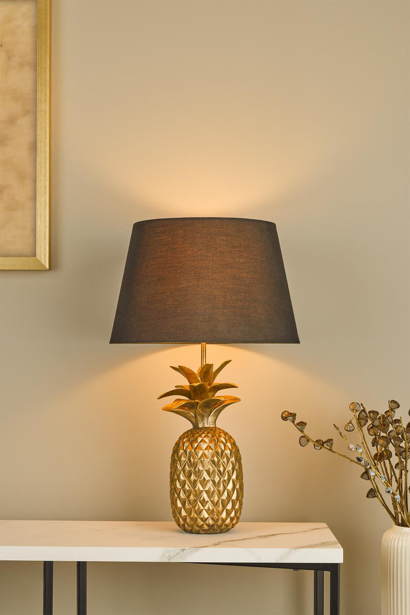 Dar Lighting Safa Pineapple Table Lamp Gold With Shade • SAF4235