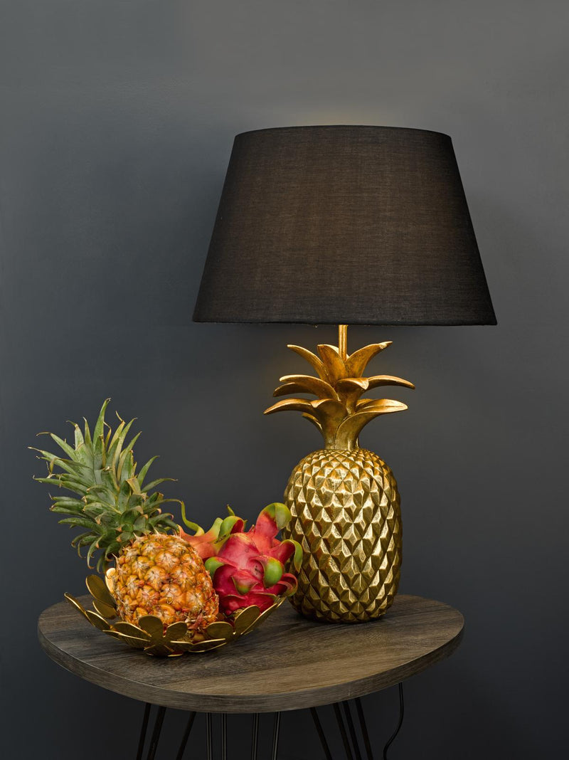 Dar Lighting Safa Pineapple Table Lamp Gold With Shade • SAF4235