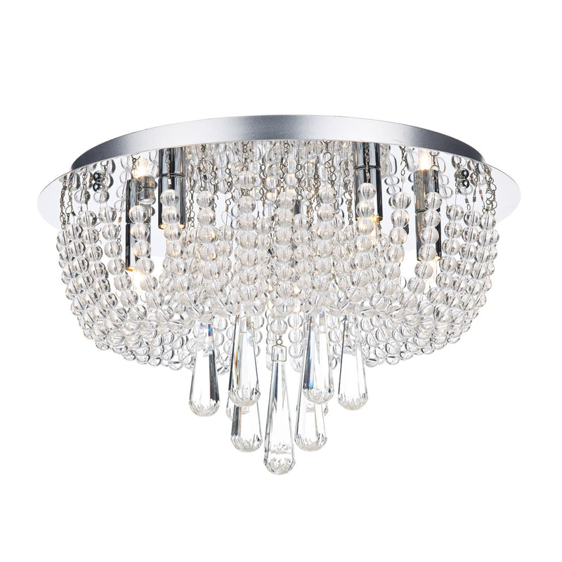 Dar Lighting Saigon 5 Light Flush Polished Chrome/Clear • SAI5450