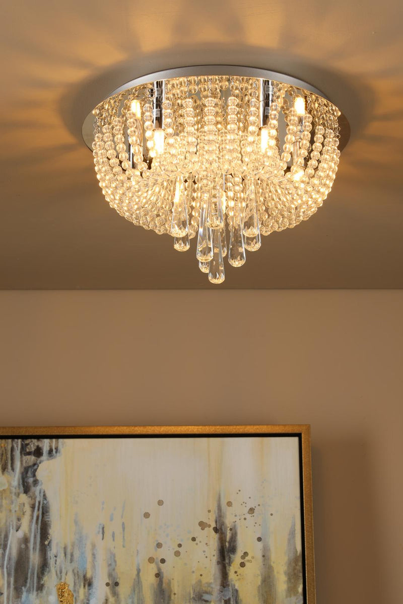 Dar Lighting Saigon 5 Light Flush Polished Chrome/Clear • SAI5450