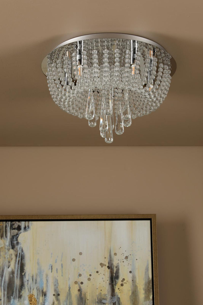 Dar Lighting Saigon 5 Light Flush Polished Chrome/Clear • SAI5450