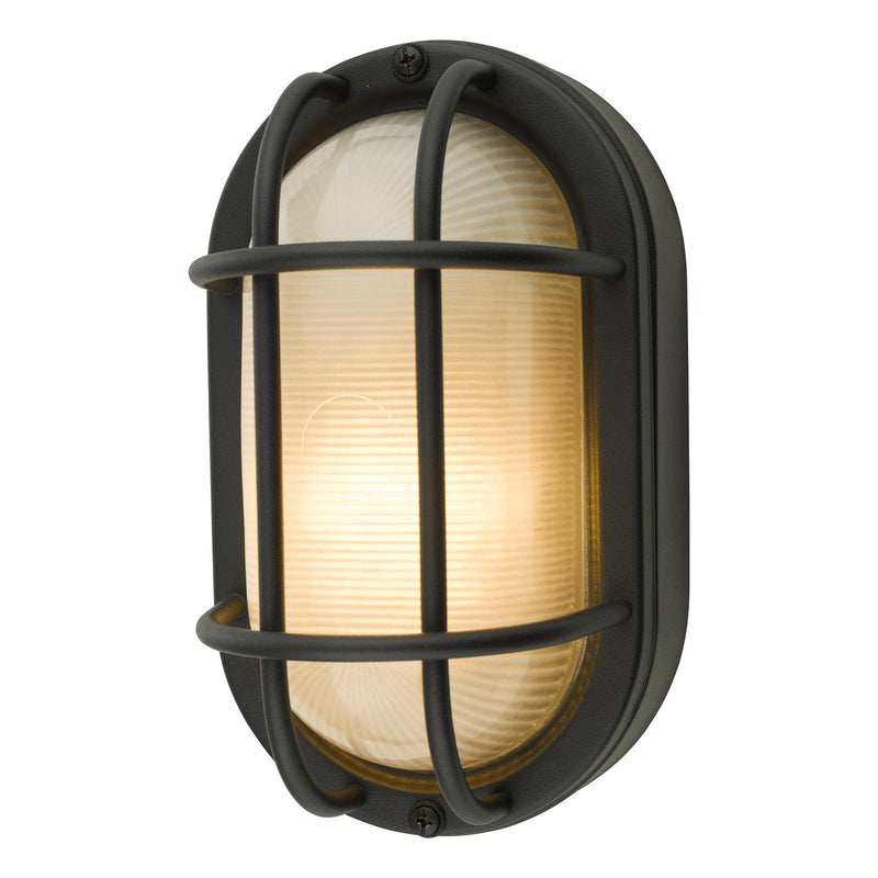 Dar Lighting Salcombe Oval Outdoor Wall Light Matt Black IP44 • SAL5222
