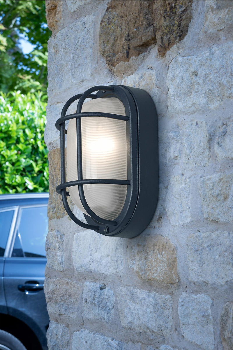 Dar Lighting Salcombe Oval Outdoor Wall Light Matt Black IP44 • SAL5222