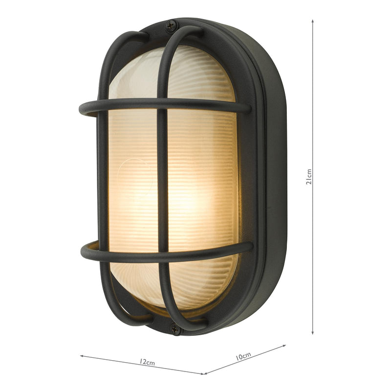 Dar Lighting Salcombe Oval Outdoor Wall Light Matt Black IP44 • SAL5222