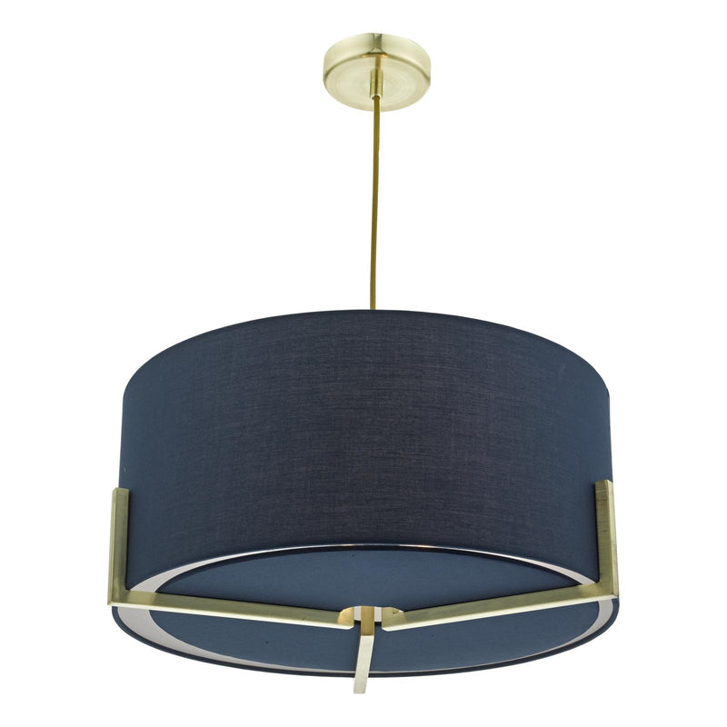 Dar Lighting Santino Pendant Gold With Navy Cotton Shade • SAN0323
