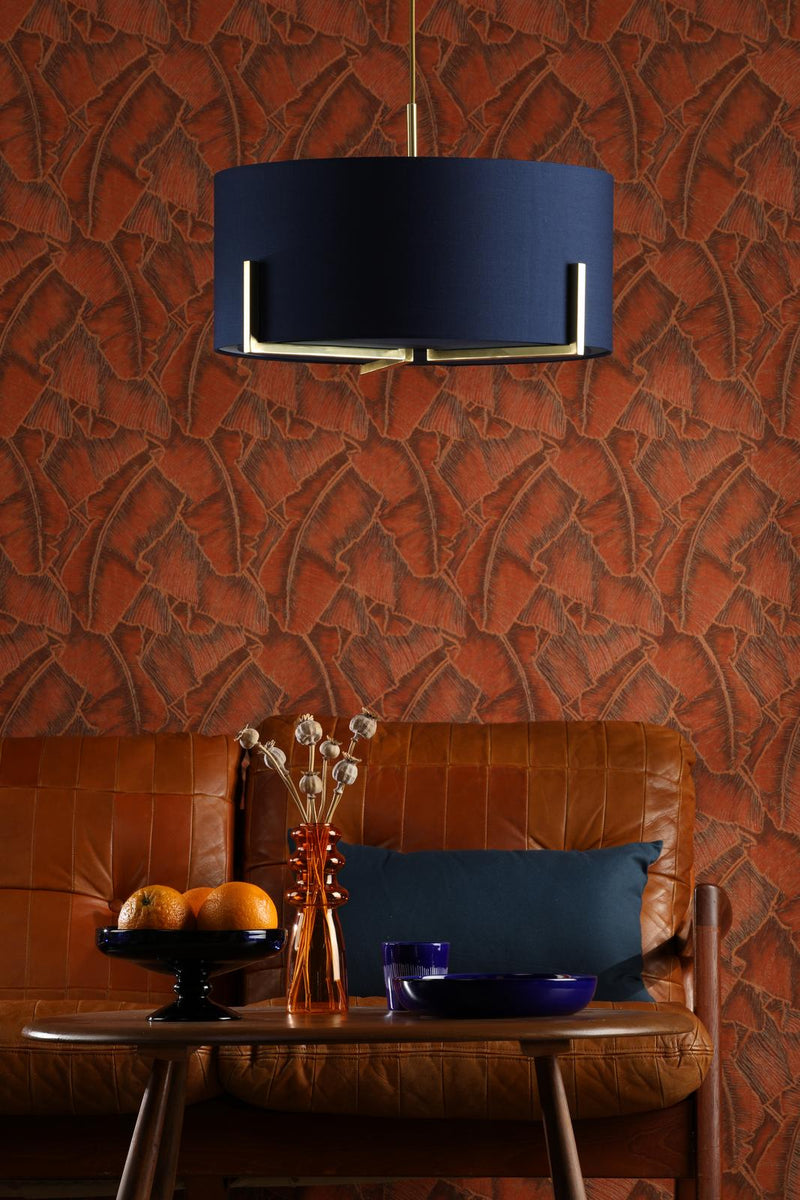 Dar Lighting Santino Pendant Gold With Navy Cotton Shade • SAN0323