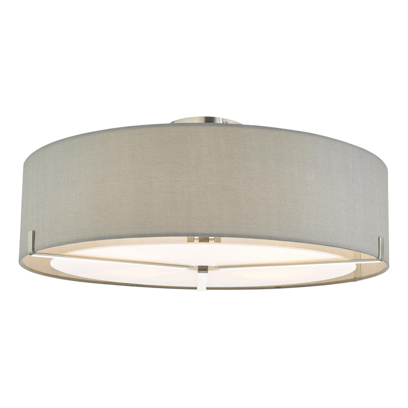 Dar Lighting Santino 3 Light Semi Flush Satin Chrome With Grey Shade • SAN5339