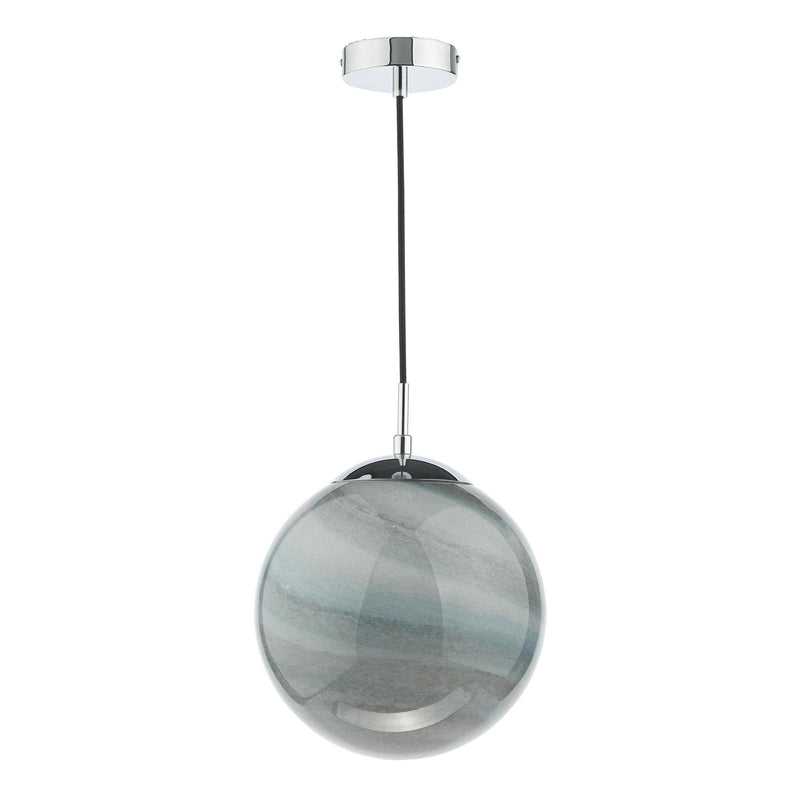 Dar Lighting Saturn Pendant Planet Style Glass and Polished Chrome • SAT0150