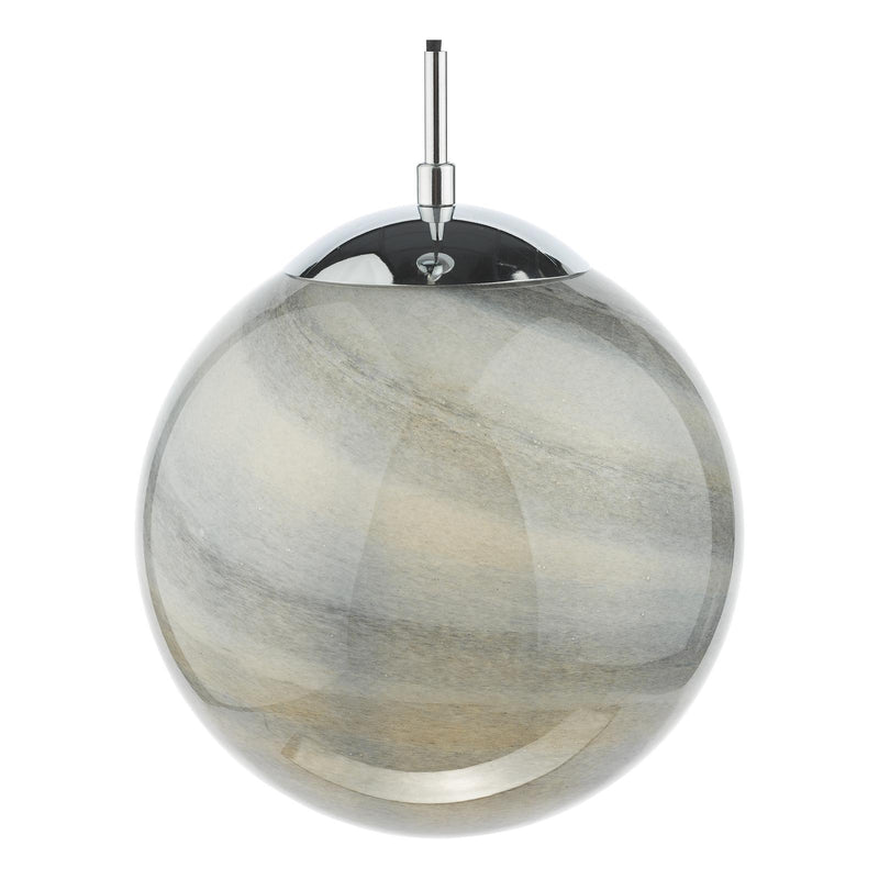 Dar Lighting Saturn Pendant Planet Style Glass and Polished Chrome • SAT0150
