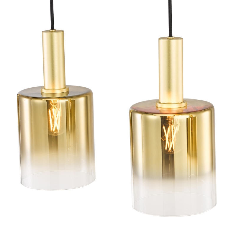 Dar Lighting Savannah 4 Light Bar Pendant Satin Gold and Gold Ombre Glass • SAV0435