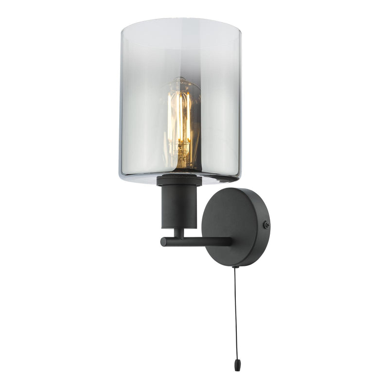 Dar Lighting Savannah Wall Light Matt Black and Smoked Glass • SAV0722
