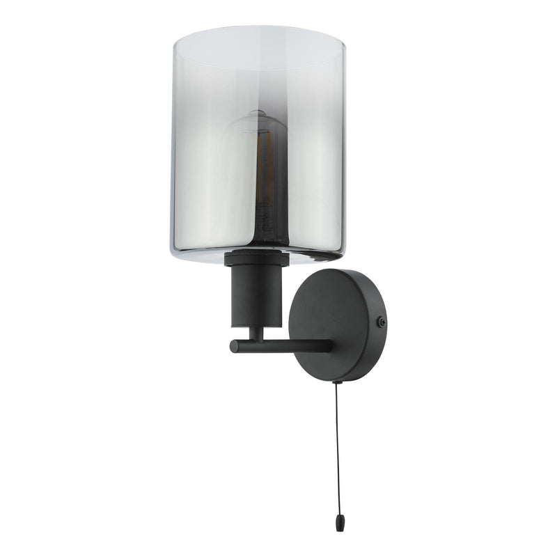 Dar Lighting Savannah Wall Light Matt Black and Smoked Glass • SAV0722