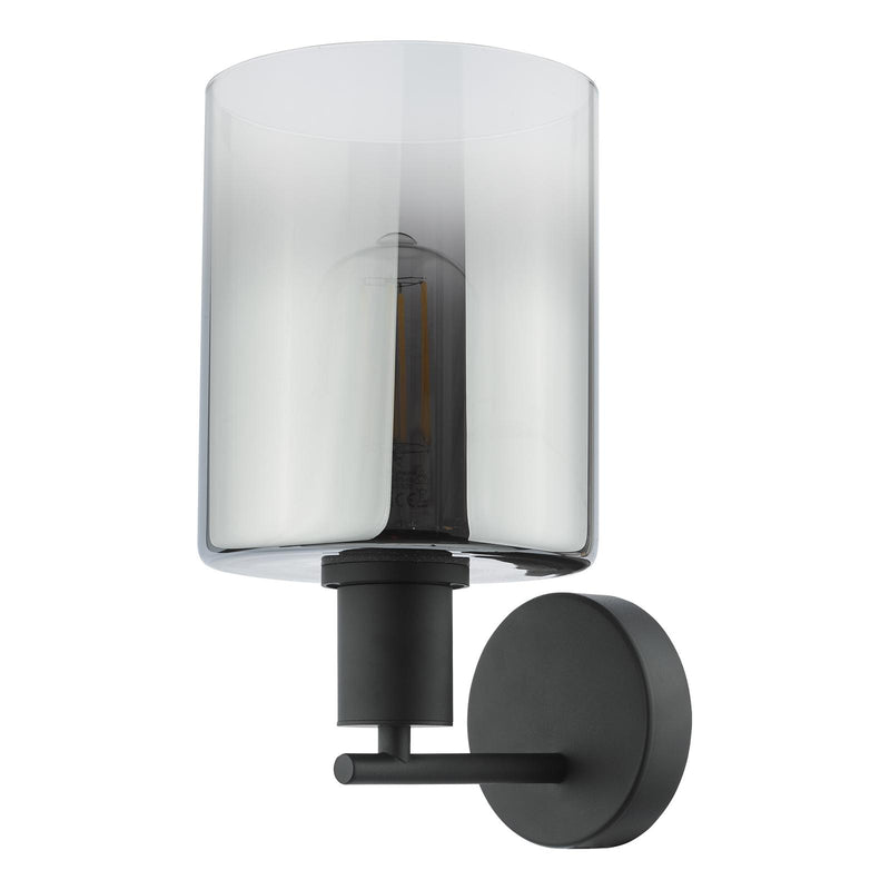 Dar Lighting Savannah Wall Light Matt Black and Smoked Glass • SAV0722