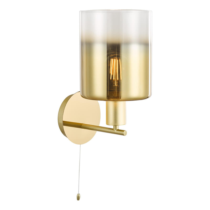 Dar Lighting Savannah Wall Light Satin Gold and Gold Ombre Glass • SAV0735