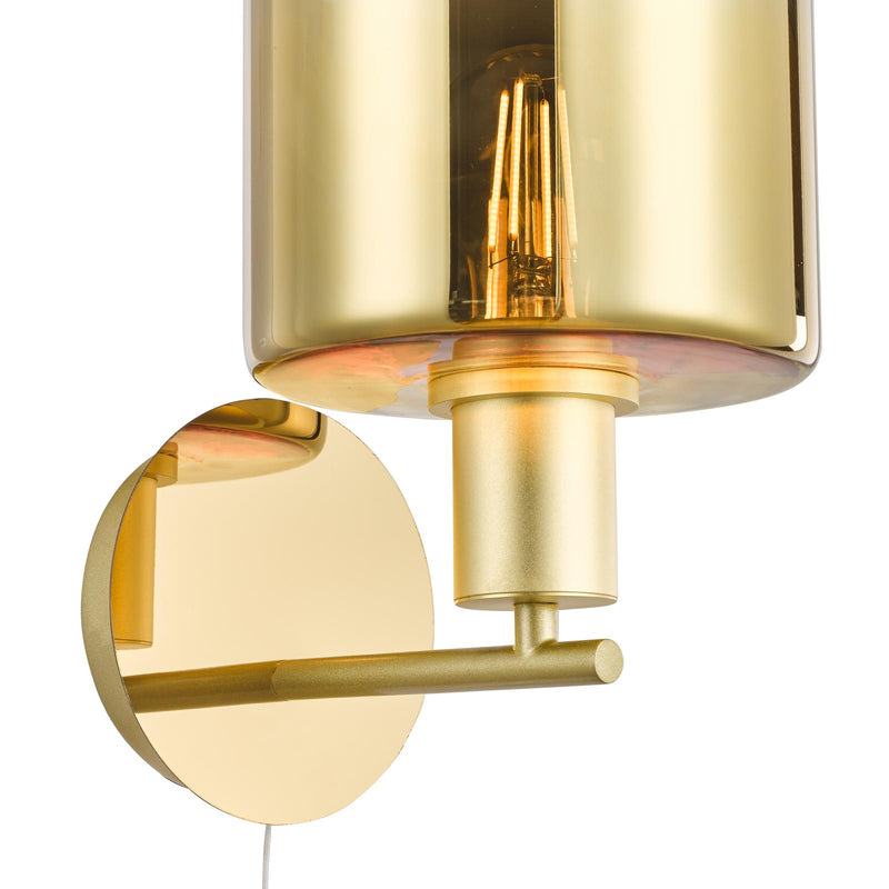 Dar Lighting Savannah Wall Light Satin Gold and Gold Ombre Glass • SAV0735