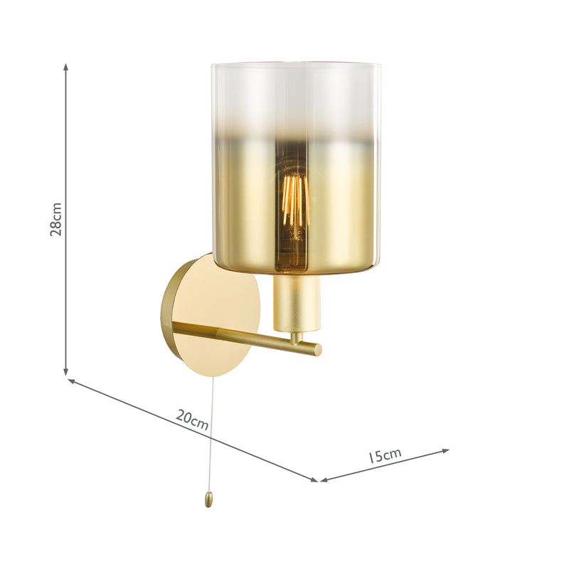 Dar Lighting Savannah Wall Light Satin Gold and Gold Ombre Glass • SAV0735