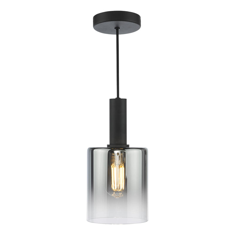 Dar Lighting Savannah Pendant Matt Black and Smoked Glass • SAV8622