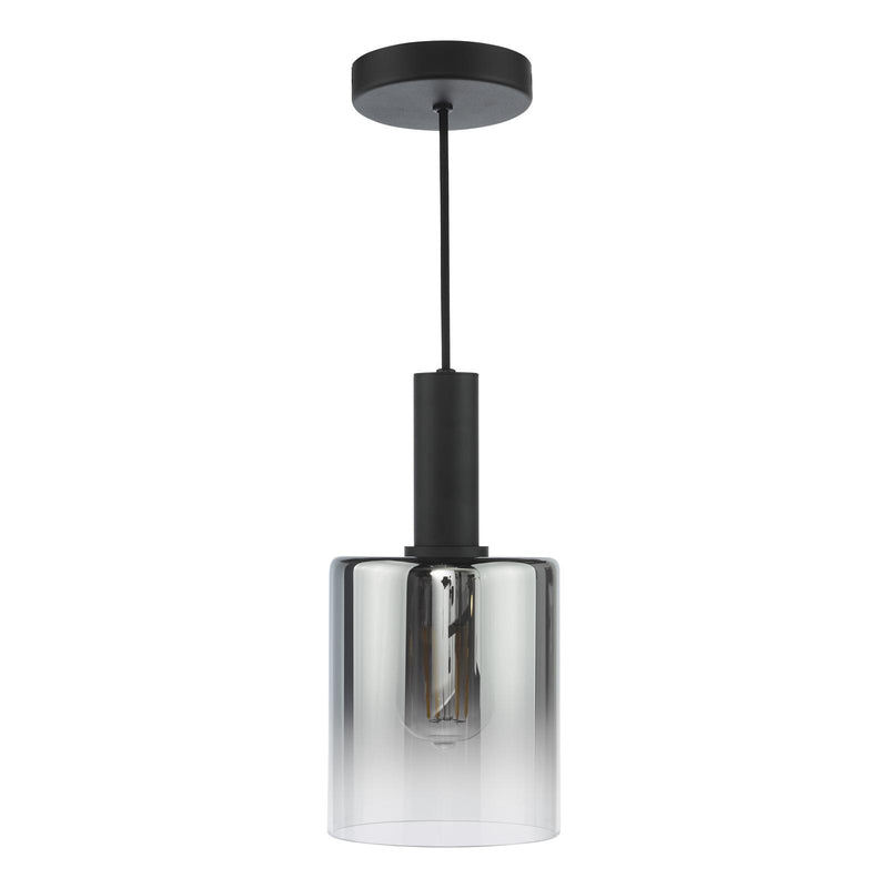 Dar Lighting Savannah Pendant Matt Black and Smoked Glass • SAV8622
