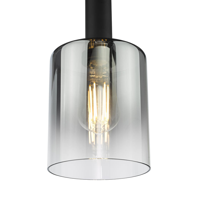 Dar Lighting Savannah Pendant Matt Black and Smoked Glass • SAV8622