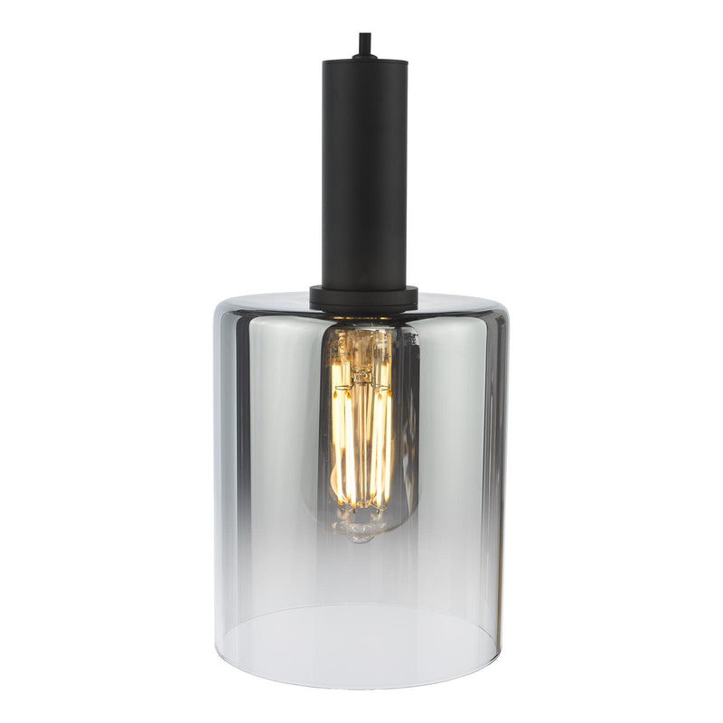 Dar Lighting Savannah Pendant Matt Black and Smoked Glass • SAV8622