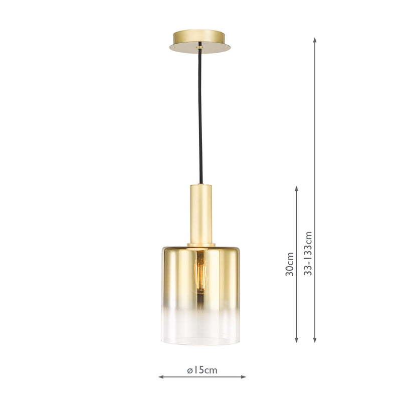 Dar Lighting Savannah Pendant Satin Gold and Gold Ombre Glass • SAV8635