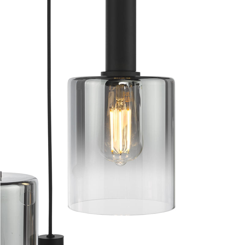 Dar Lighting Savannah 3 Light Cluster Pendant Matt Black and Smoked Glass • SAV8822