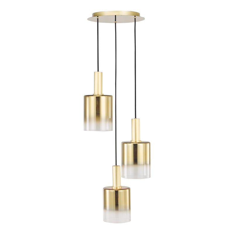 Dar Lighting Savannah 3 Light Cluster Pendant Satin Gold and Gold Ombre Glass • SAV8835