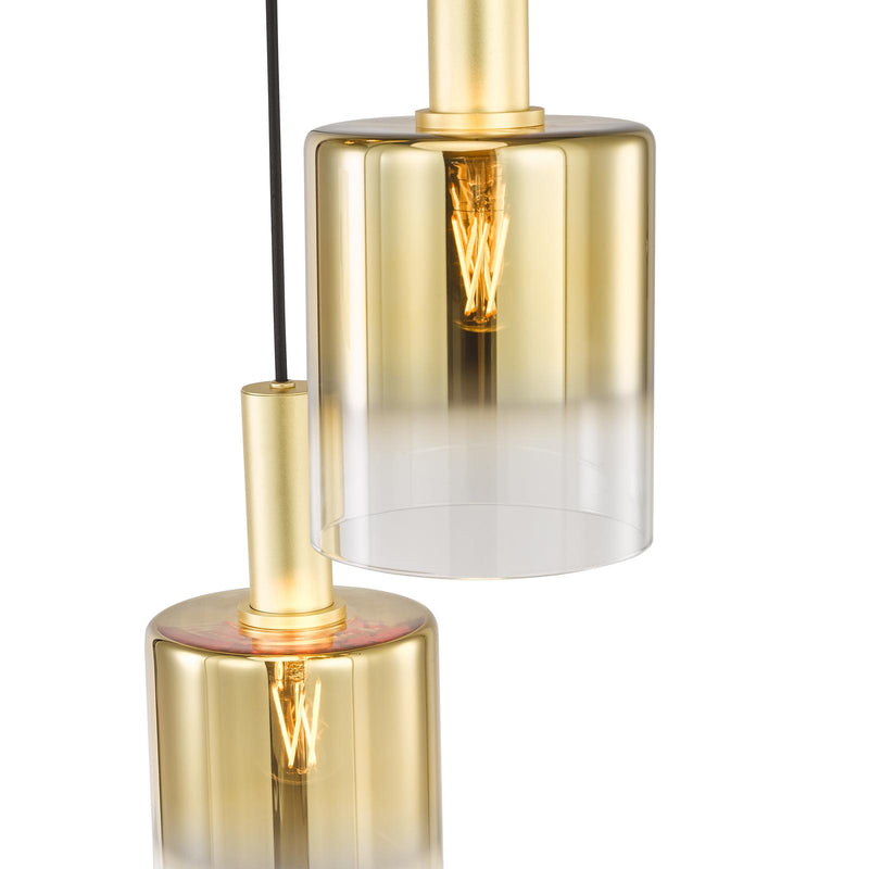 Dar Lighting Savannah 3 Light Cluster Pendant Satin Gold and Gold Ombre Glass • SAV8835