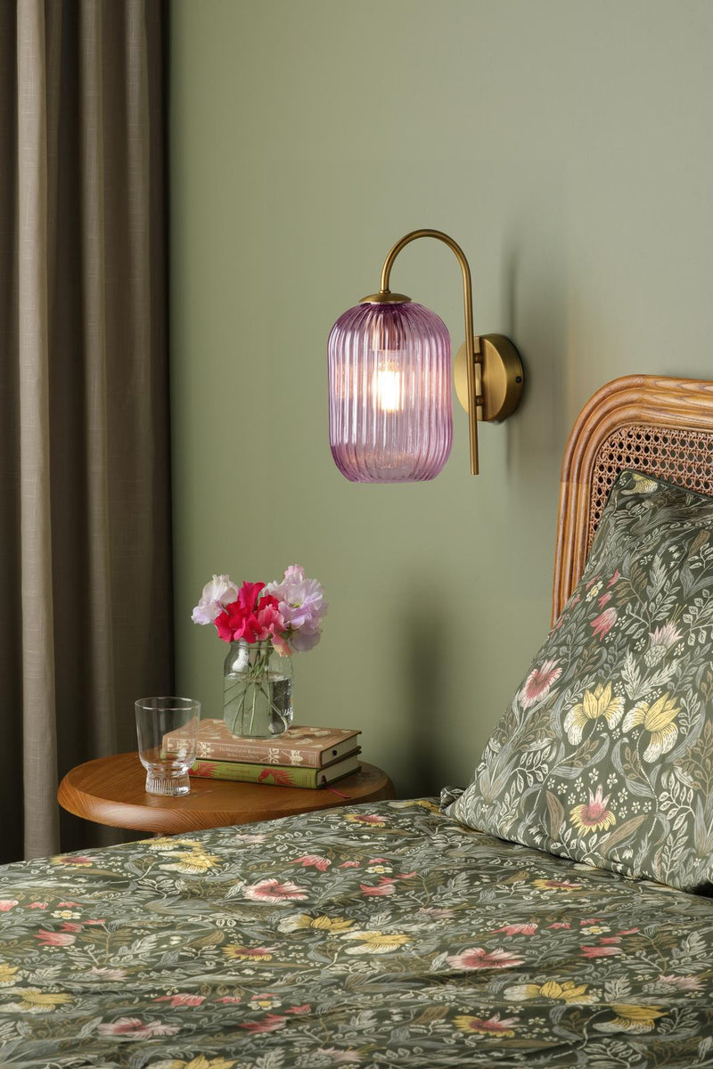 Dar Lighting Sawyer Easy Fit Shade Pink Ribbed Glass • SAW6503