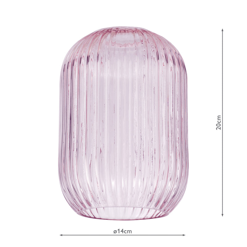Dar Lighting Sawyer Easy Fit Shade Pink Ribbed Glass • SAW6503