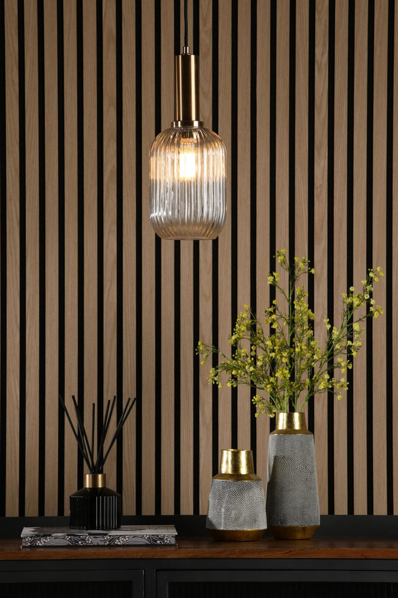 Dar Lighting Sawyer Easy Fit Shade Champagne Ribbed Glass • SAW6506