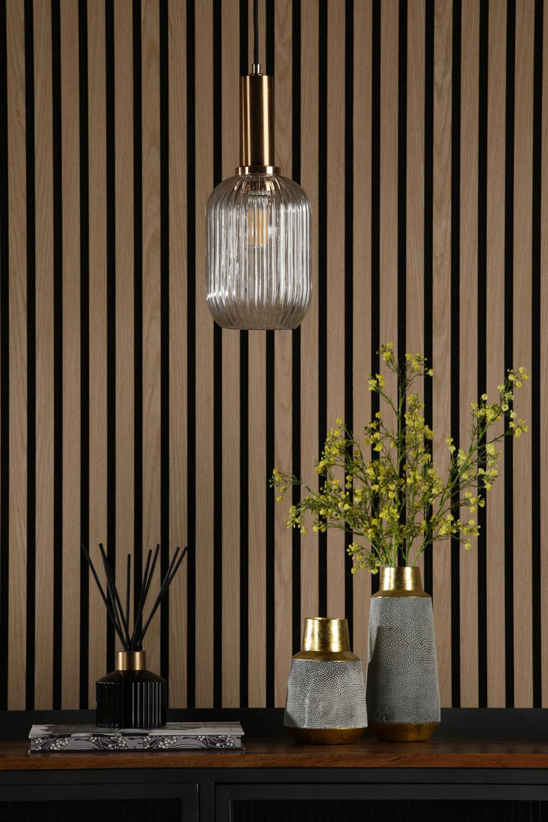 Dar Lighting Sawyer Easy Fit Shade Champagne Ribbed Glass • SAW6506