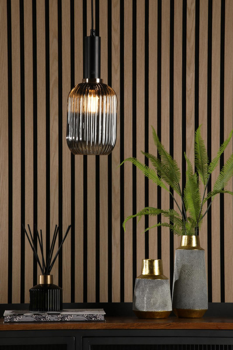 Dar Lighting Sawyer Easy Fit Shade Smoked Ribbed Glass • SAW6510