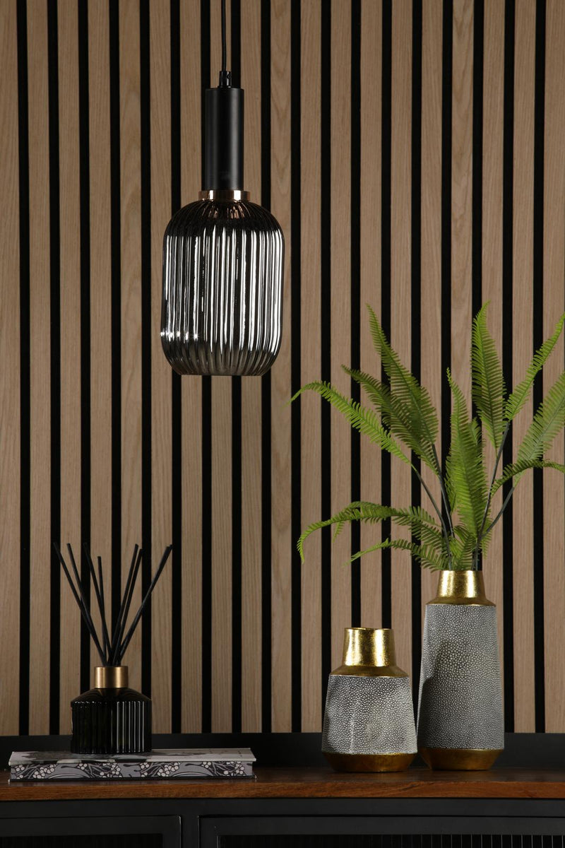 Dar Lighting Sawyer Easy Fit Shade Smoked Ribbed Glass • SAW6510