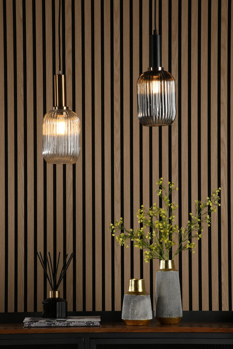 Dar Lighting Sawyer Easy Fit Shade Smoked Ribbed Glass • SAW6510