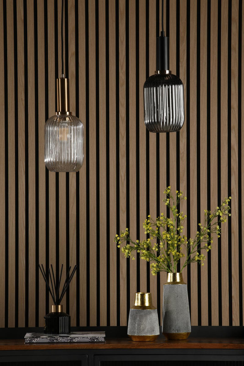 Dar Lighting Sawyer Easy Fit Shade Smoked Ribbed Glass • SAW6510