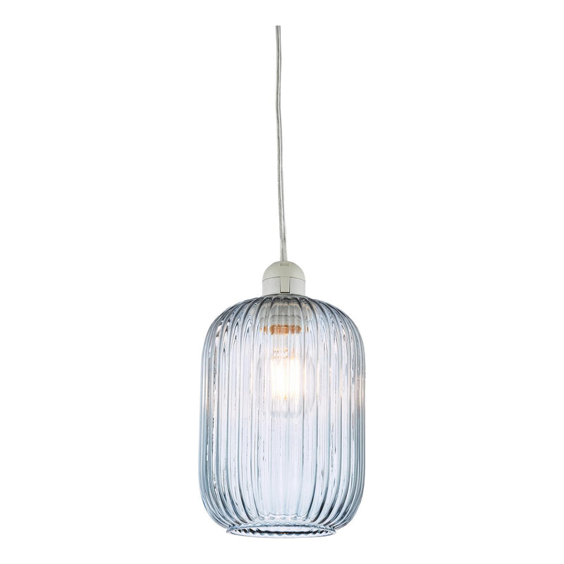 Dar Lighting Sawyer Easy Fit Blue Ribbed Glass Shade • SAW6523