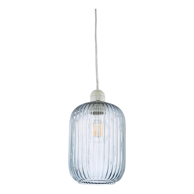 Dar Lighting Sawyer Easy Fit Blue Ribbed Glass Shade • SAW6523