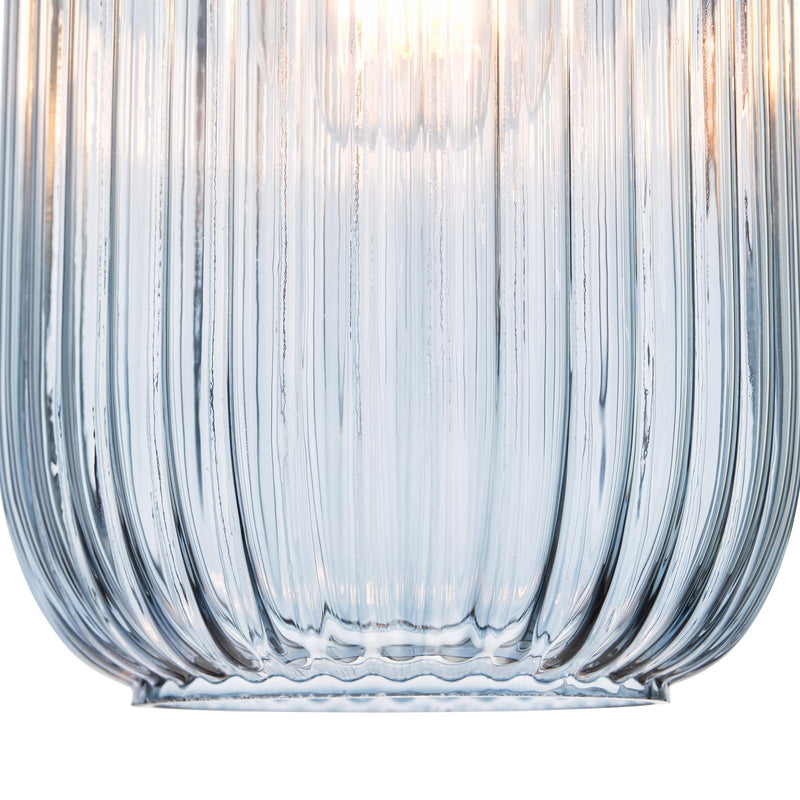 Dar Lighting Sawyer Easy Fit Blue Ribbed Glass Shade • SAW6523