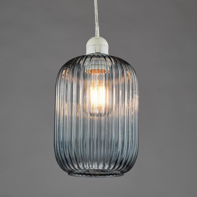 Dar Lighting Sawyer Easy Fit Blue Ribbed Glass Shade • SAW6523