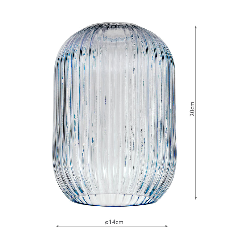 Dar Lighting Sawyer Easy Fit Blue Ribbed Glass Shade • SAW6523