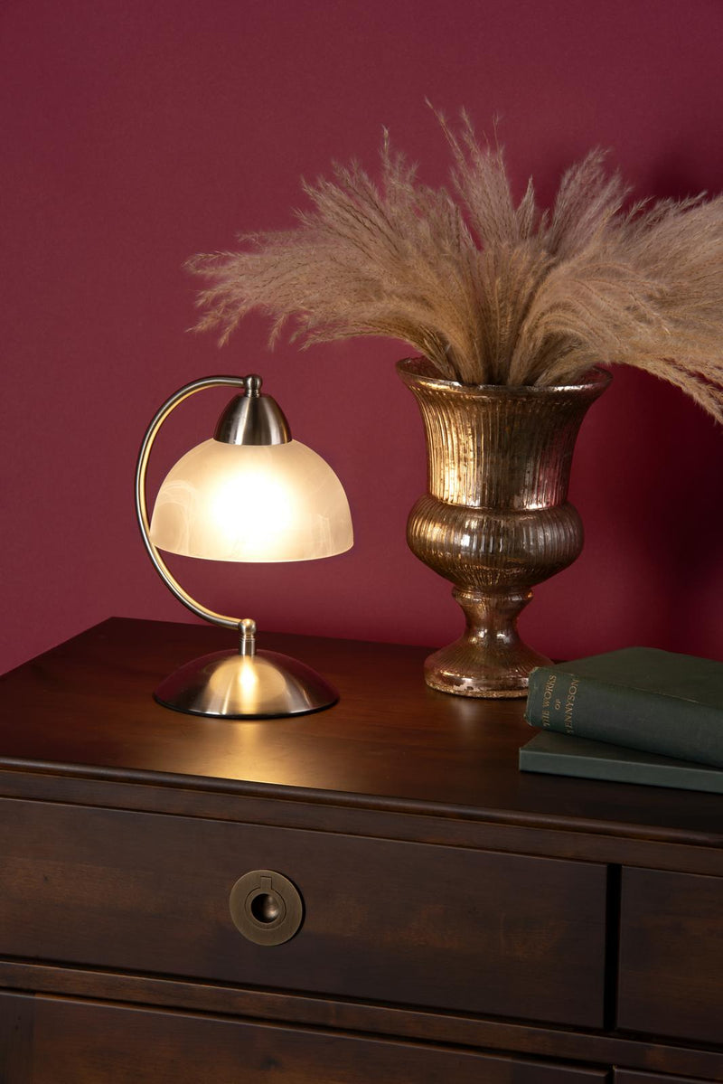 Dar Lighting Saxby Touch Table Lamp Satin Chrome Glass • SAX4046