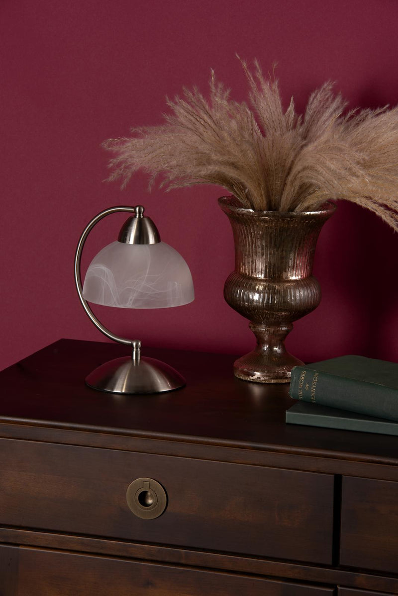Dar Lighting Saxby Touch Table Lamp Satin Chrome Glass • SAX4046