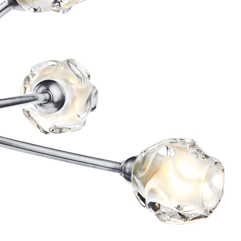Dar Lighting Seattle 6lt Semi Flush Satin Chrome & Sculptured Glass • SEA0646