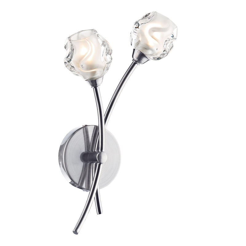 Dar Lighting Seattle 2 Light Wall Light Satin Chrome Glass • SEA0946