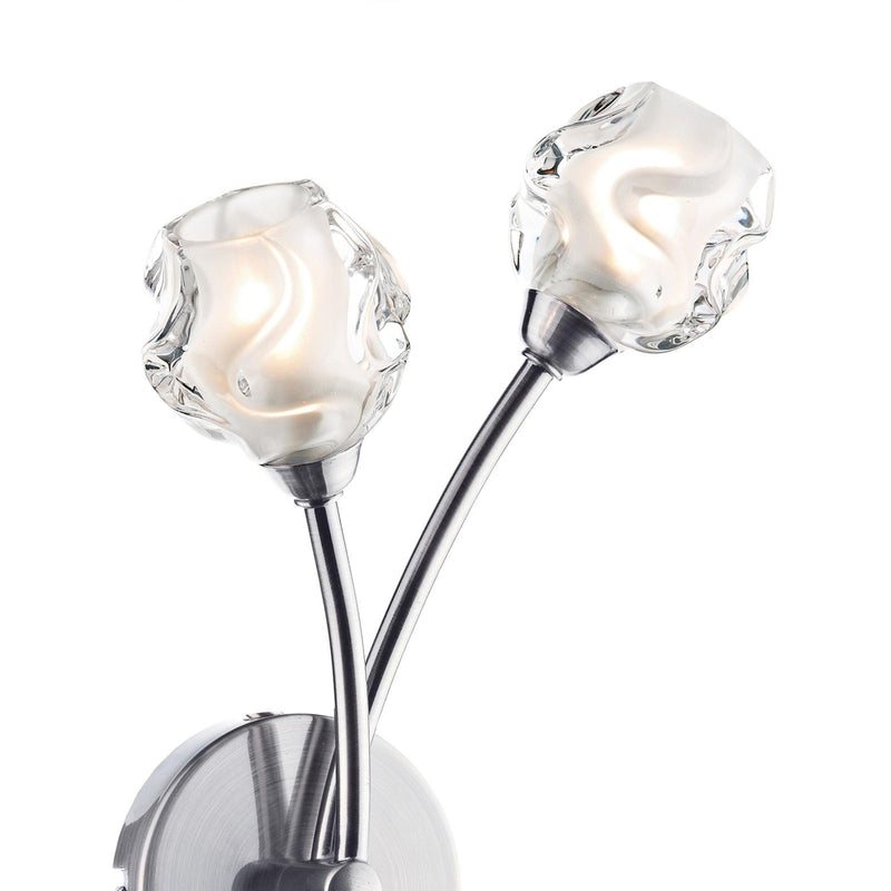 Dar Lighting Seattle 2 Light Wall Light Satin Chrome Glass • SEA0946