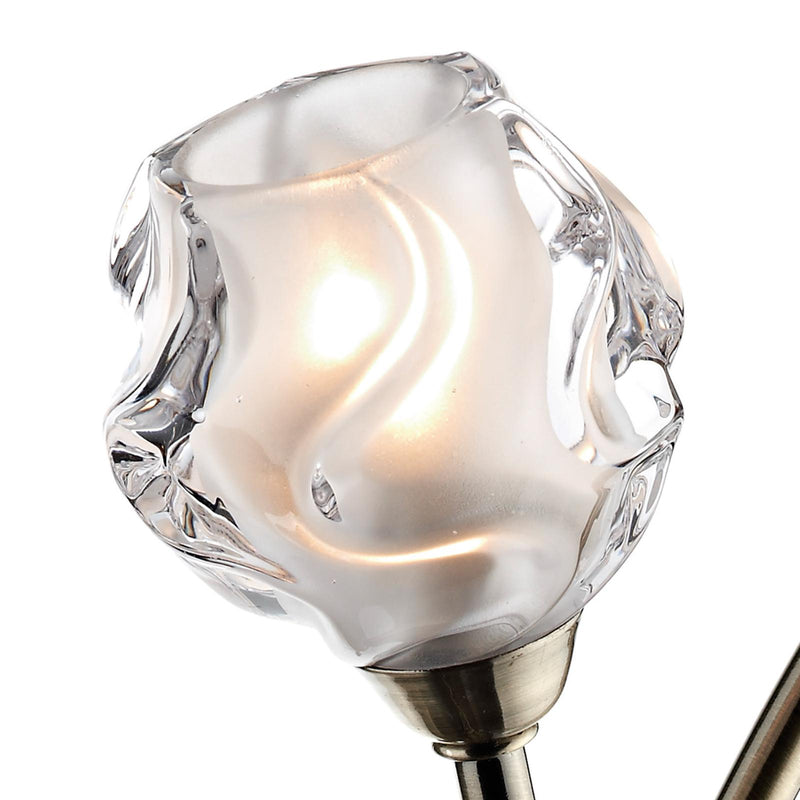 Dar Lighting Seattle 2 Light Wall Light Antique Brass Glass • SEA0975
