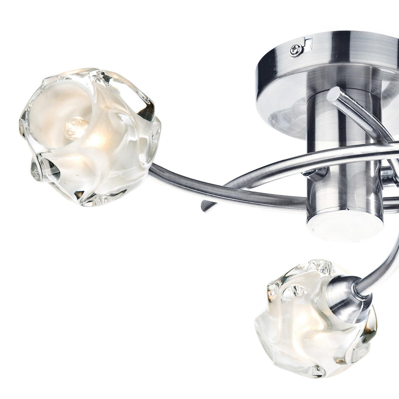 Dar Lighting Seattle 3 Light Flush Satin Chrome Glass • SEA5346
