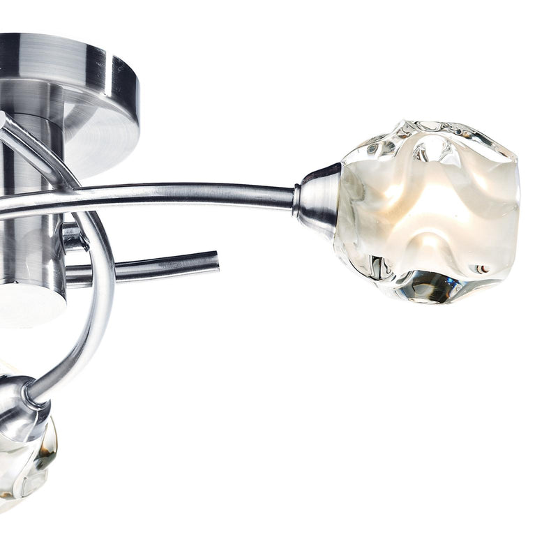 Dar Lighting Seattle 3 Light Flush Satin Chrome Glass • SEA5346