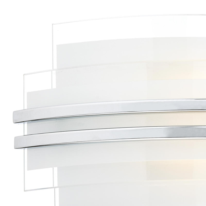 Dar Lighting Sector Small Wall Light Frosted Glass Polished Chrome LED • SEC072